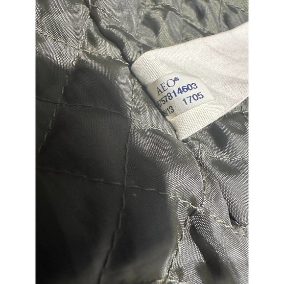 American Eagle‎ Womens Moto Jacket Sz Small Dark Moss Green Wool Blend Faux Fur - Picture 10 of 12